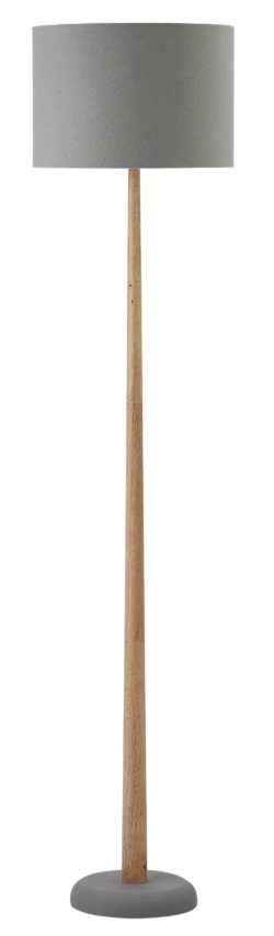 Collection - Oslo - Wooden Stem - Floor Lamp - Grey